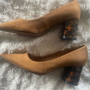Zara pumps. Like new. Worn once.  Brown suede w/ tortoise shell mid block heel.